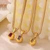 18k Gold-Plated Titanium Steel Geometric Zircon Pendant Necklace - European & American Fashion Style