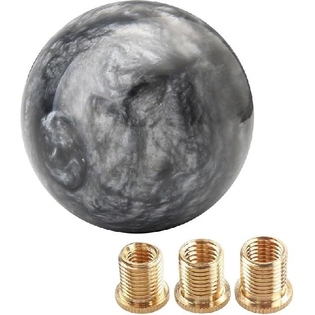 Marble Style Round Ball Shift Knob - Universal Fit For 5 & 6 Speed Manual/Automatic Vehicles, With 3 Adapters HTRACING (Light Pink)