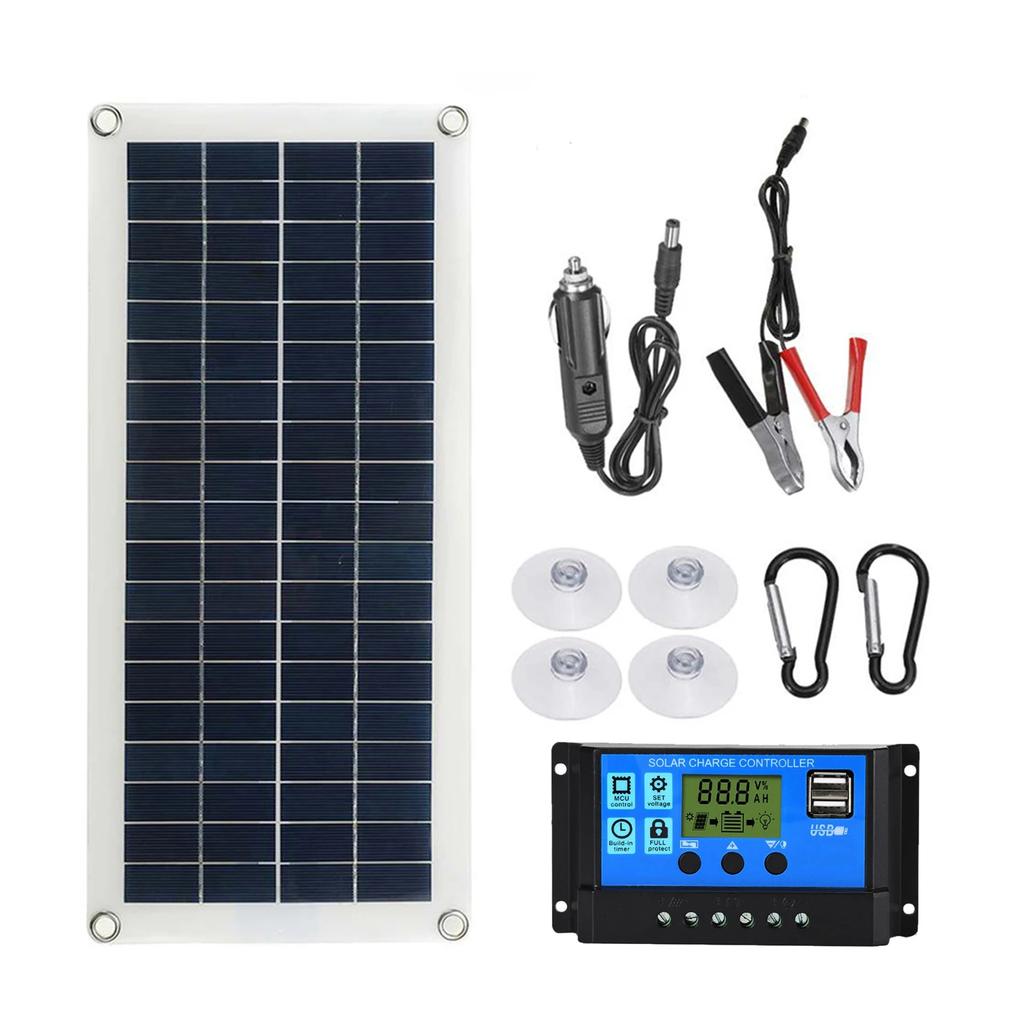 Solar Panel Kit Car Battery Charging 100W12V Panel  Single/Dual USB Port Off Grid  Module With 60A Charge Controller