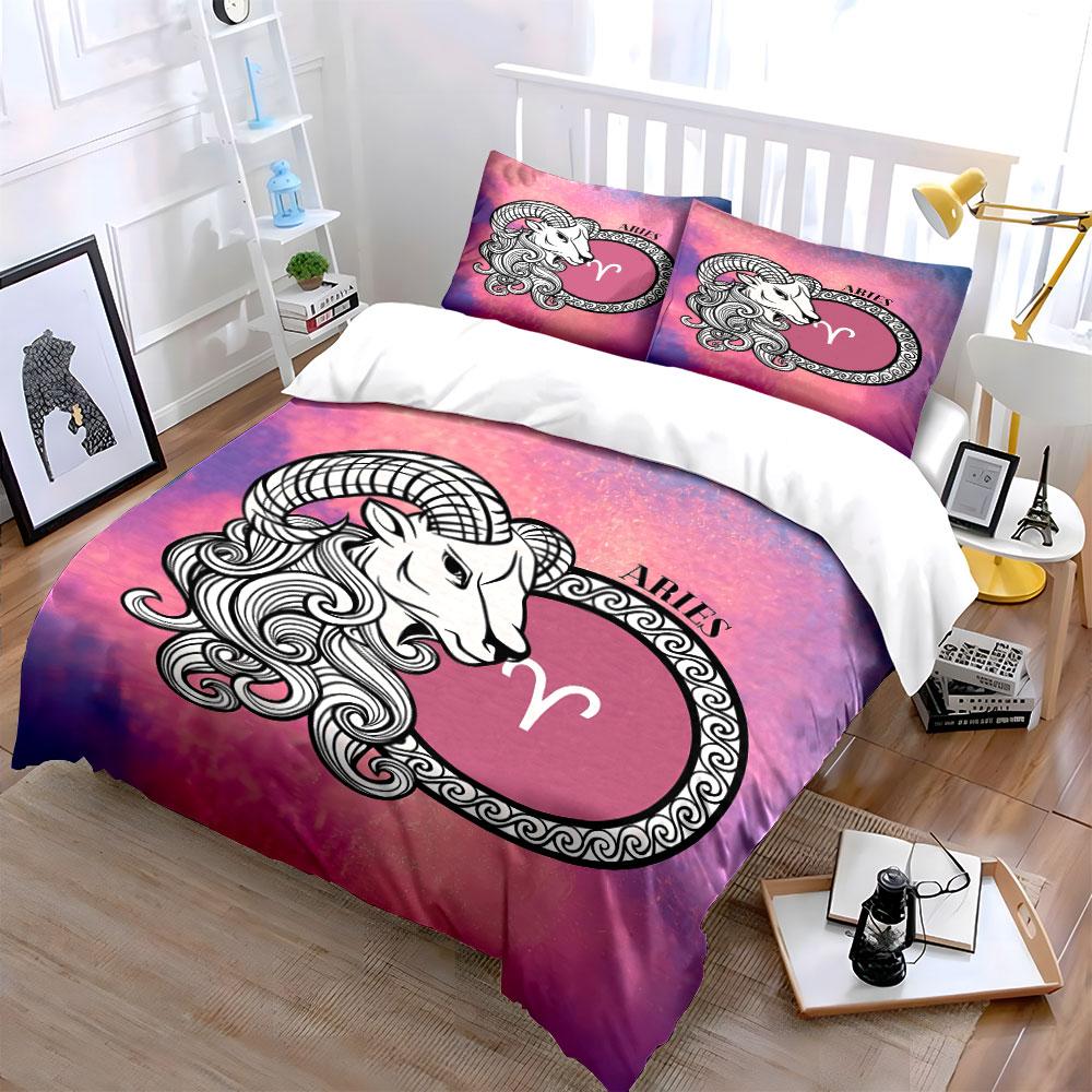 "Aries Zodiac Bedding Set" Bedding Duvet Cover Set Duvet Cover Pillowcases (1 * Duvet Cover 2 * Pillowcases, without duvet insert)