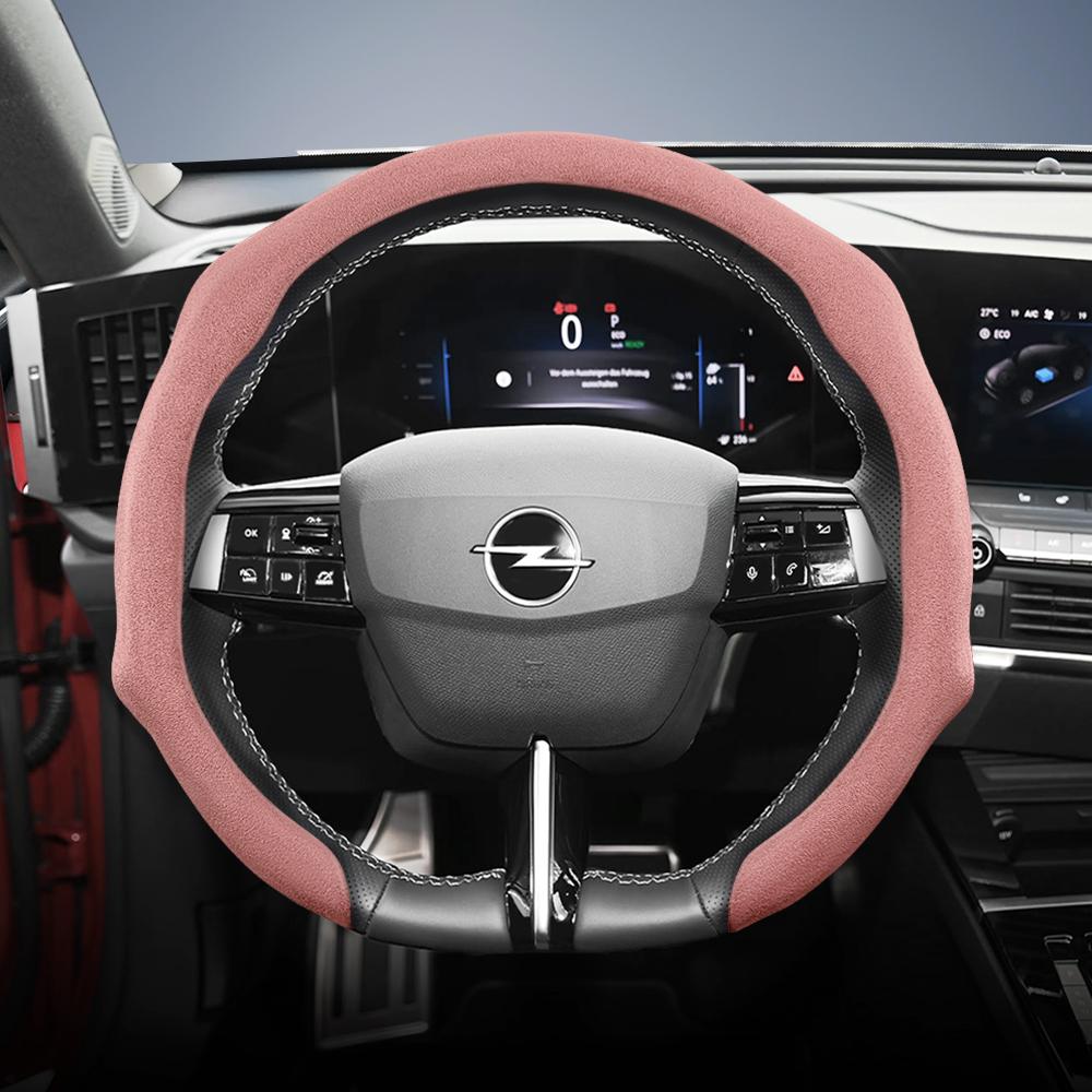 Convient pour Opel Housse de Volant Premium en Daim à Clipser, Antidérapante et Durable, Volant Rond et en Forme de D Disponibles