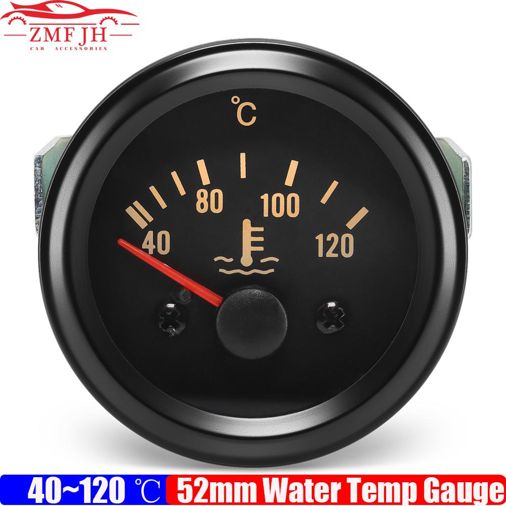 Water Temperature Gauge/Oil Pressure/Voltmeter/Oil Temp Gauge Yellow LED Pointer 52mm Gauge No Sensor Diesel Car 24V