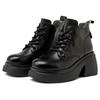 Fashion GKTINOO Women Thick High Heel Boots Autumn Round Toe Chunky Platform 100% Genuine Leather Ankle Boots Ladies Zipper Short Boots