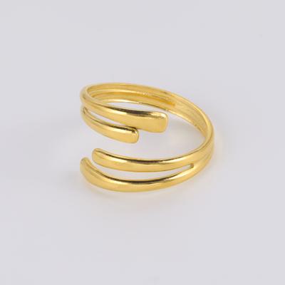 Minimalist Titanium Steel Open Ring Four Line Cut Design Fashion Personality Jewelry