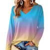 Women's V-Neck Long Sleeve Gradient Print Blouse Lightweight for Spring Summer