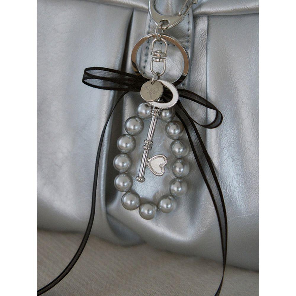 DRAWFIT WOMEN Heart Key Gray Pearl Keyring [2COLORS]