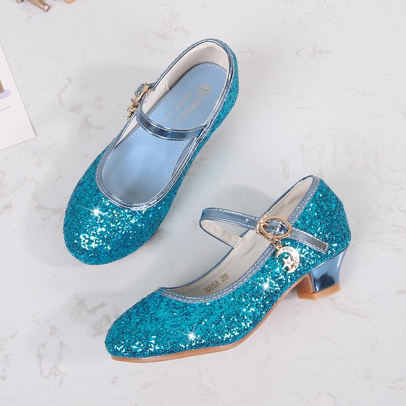 Children's High Heels Spring and Autumn Fashion New Princess Shoes Student Performance Single Shoes for Big Kids Girls Small Leather Shoes