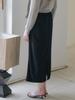 Elssibeui Shirred Waist Midi Skirt_Black