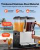 Commercial Beverage Dispenser 2 Tanks 12 L / 12.7 QT Per Tank, Stainless Steel Juice Dispenser, Ice Tea Drink Machine with 7 to 12 Cooling