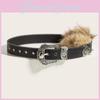 Oversized Waist Belt With Alloy Pin Buckle And Plush Design For Casual Street Style
