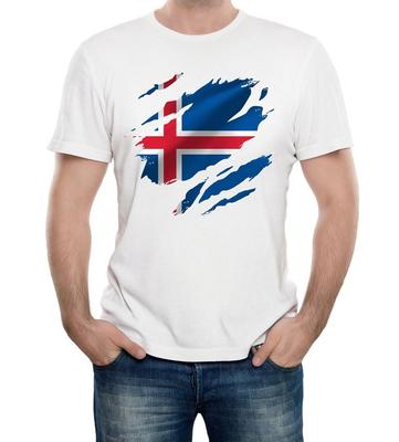 Men's Torn Iceland Flag T-Shirt Icelandic Reykjavik Country National Sport