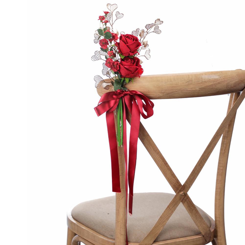Artificial Chair Back Flower Multi-color Pew Flowers For Weddings Church Ceremony Party Chair Decor