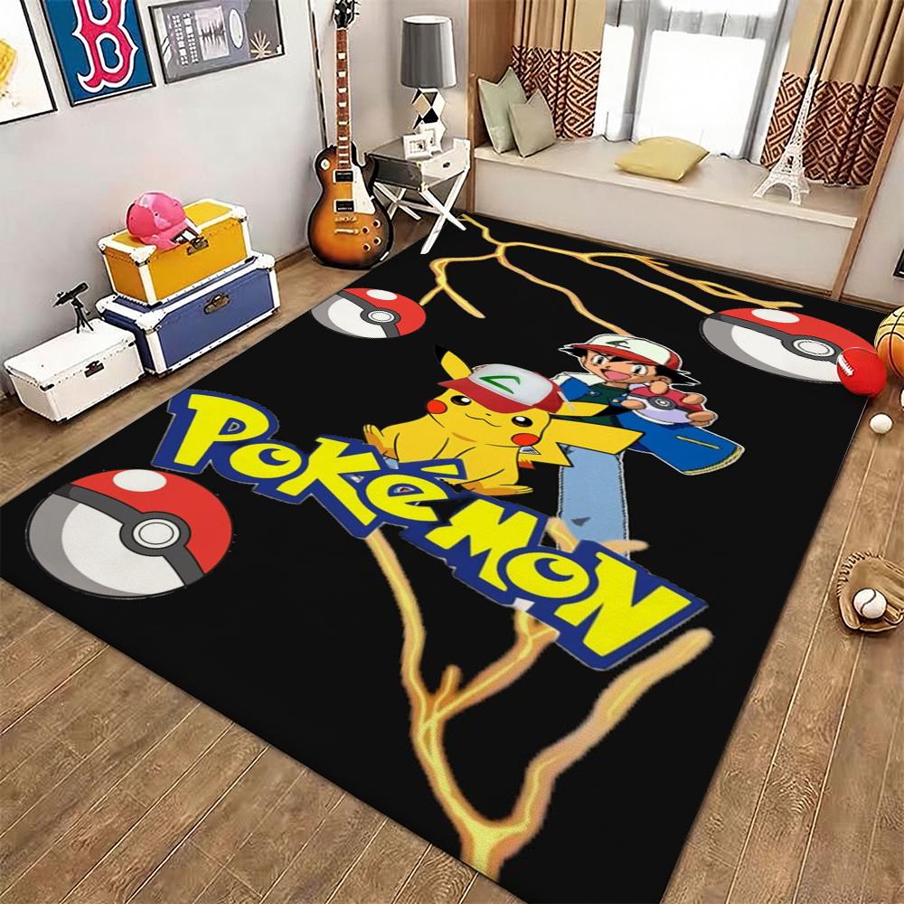 Pikachu Unleashes Rectangular Rug Thick Nonslip Carpet For Gaming Room Play Area Home Party Decor Gift For Friends