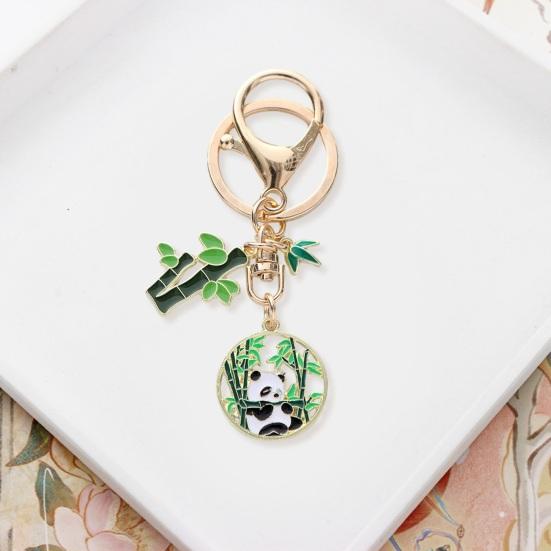 Neujahrs-Schlüsselanhänger, Panda-Bambus-Kranz-Anhänger, polierter Karabinerhaken, leicht, Umhängetasche, Schultasche, Dekoration, Anhänger, Schlüsselanhänger