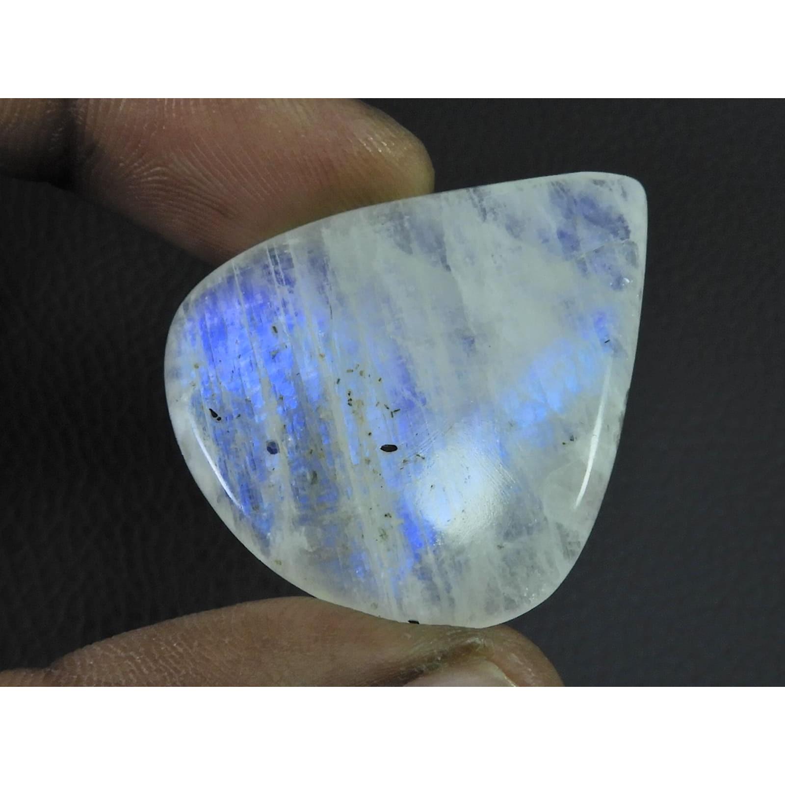 32X38X05 MM Natural Rainbow Moonstone Pear Cabochon Loose Gemstone 54Cts. C-1619