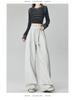 2025 Women's American Style High Waist Velvet Wide-Leg Sweatpants for Autumn/Winter