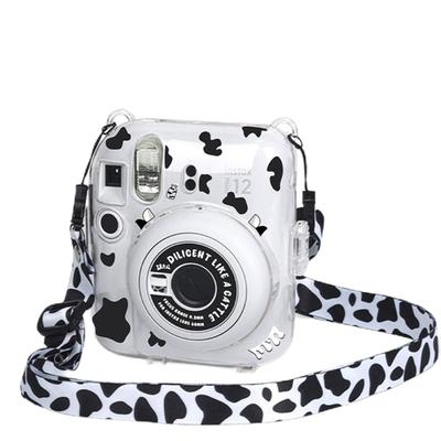 Fenmic Instant Camera Clear Case for Fujifilm Instax Mini 12, with Film Pocket, Photo Clip, Stickers, and Adjustable Shoulder Strap (Set of 2)