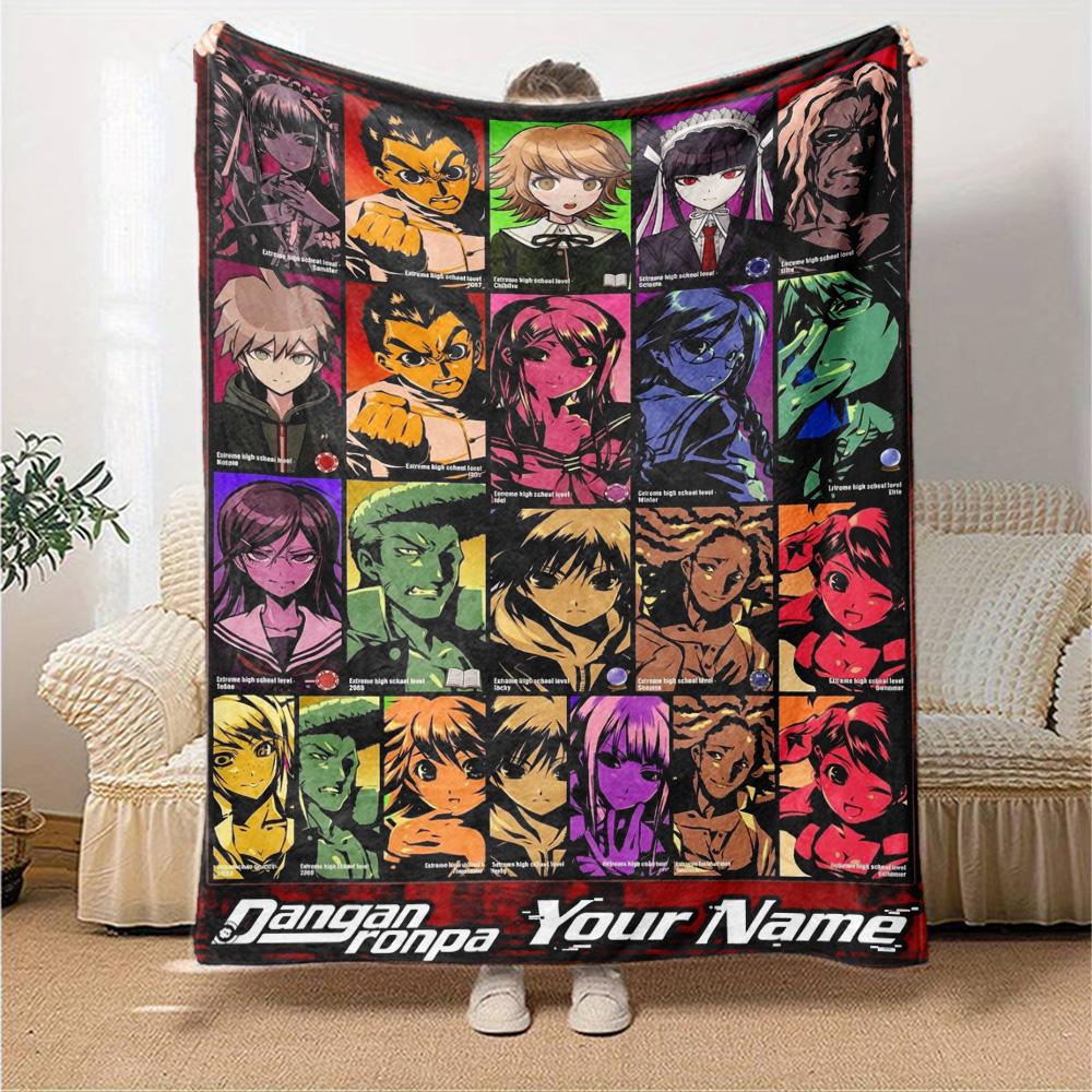 Name Custom Dangan Ronpa Anime Print Flannel Blanket High Quality Warm Comfortable Cover for All Seasons Perfect for Gifts Home Decor