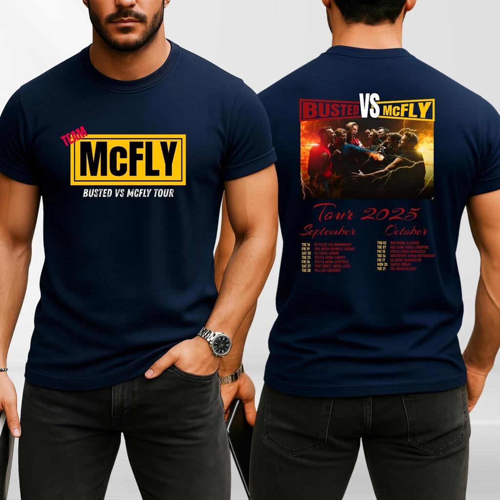 Neues McFly Vs Busted Tour T-Shirt Team McFly Band Vorder- und Rückseite Konzertgeschenk Top High-End Luxus ist für Männer und Frauen Top Y2k