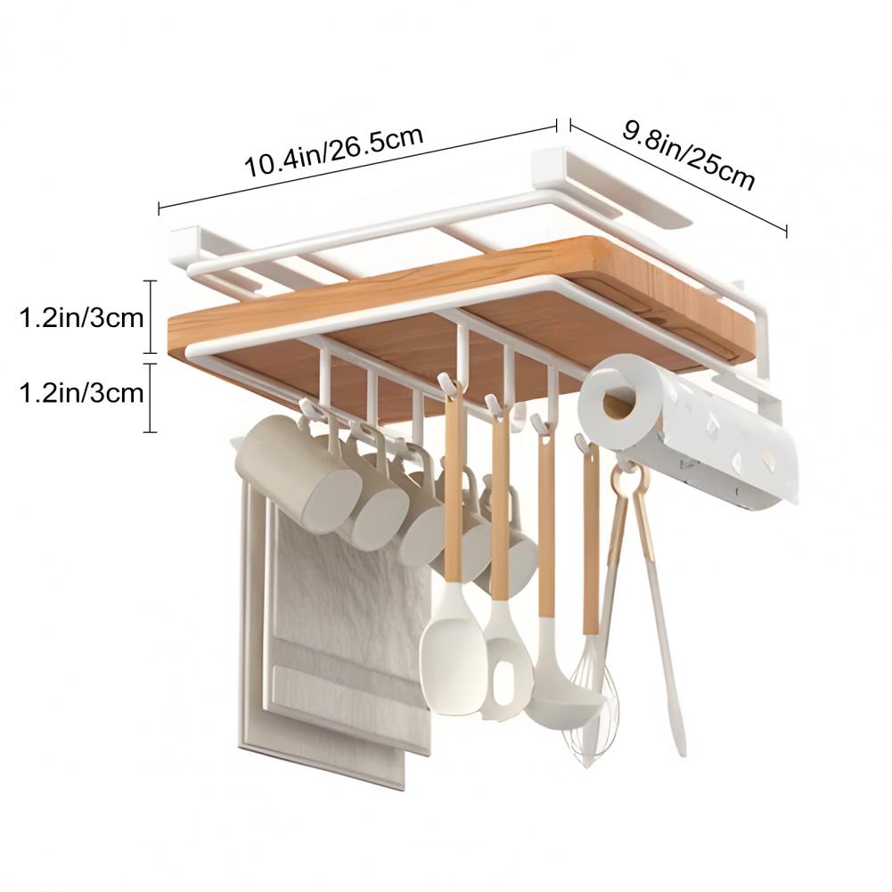 Kitchen Hanging Organizer Rack Strong Load-bearing Storage Rack With Hooks Sturdy Space-efficient Shelf Lid Storage Holder