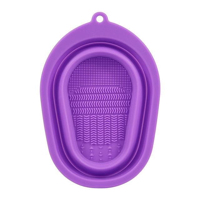 Silicone Makeup Brush Cleaning Tool Pad Cosmetic Beauty Egg Scrubbing Plate Foldable Make Up Clean Bowl Rubber Soft Washing Box