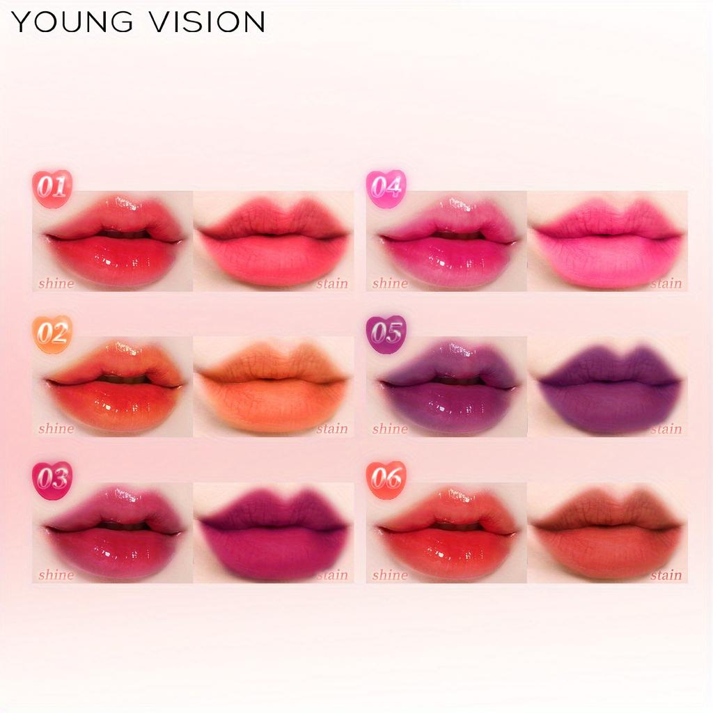 YOUNG VISION Water Lip Stain for Women Girls, LongLasting Lip Gloss Multi-Use Liquid Blush/Eyeshadow, Transfer-Proof Shine-to-Matte Finish In 3 Min