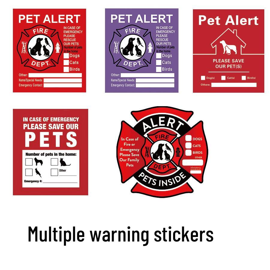 Pet Fire Safety Warning Window Stickers: Waterproof Rescue Alert for Dogs & Cats