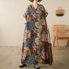 Short Sleeve Plus Size Cotton Vintage Floral New In Dresses for Women Casual Loose Long Summer Dress