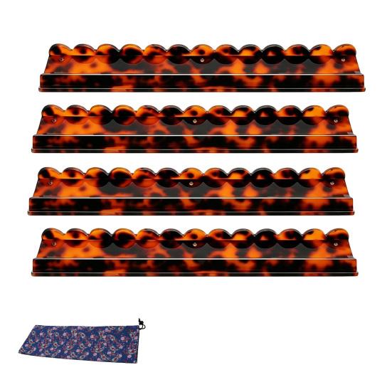1/4Pcs Mahjong Rack with Magnetic Pusher & Storage Bag, Scalloped Acrylic Mah Jongg Tile Holder Pusher Bar, Gift for American Mahjong Players