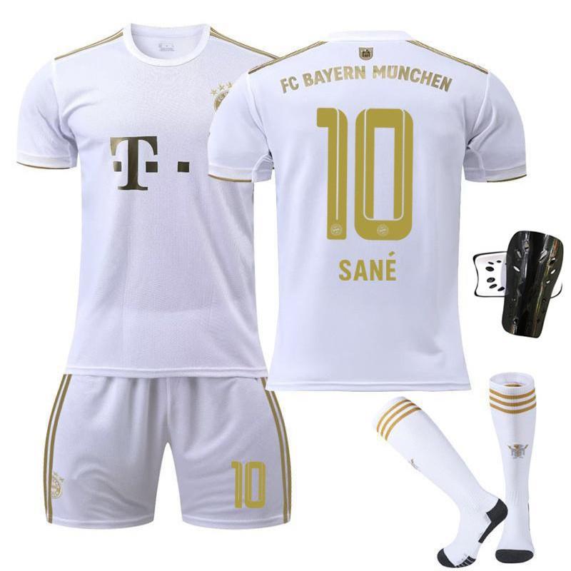 2223 Bayern Away White Nr. 17 Mane 4 Dericht 25 Muller Trikot Fußball Uniform Set Sportbekleidung