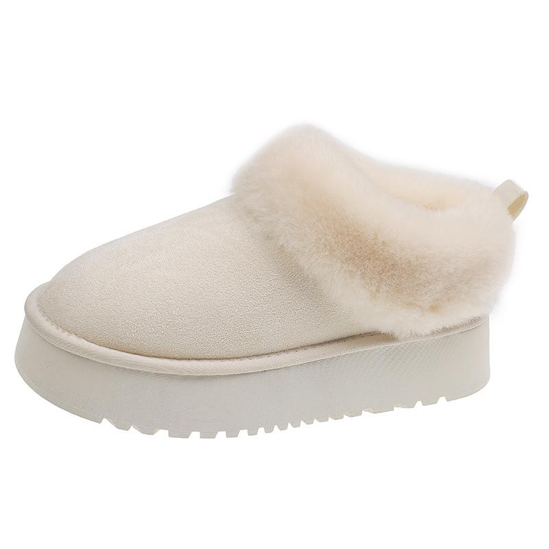 Women's thick bottom hairy mouth short tube fashion winter lightweight warm anti cold snow boots non-slip casual sneakers cotton boots