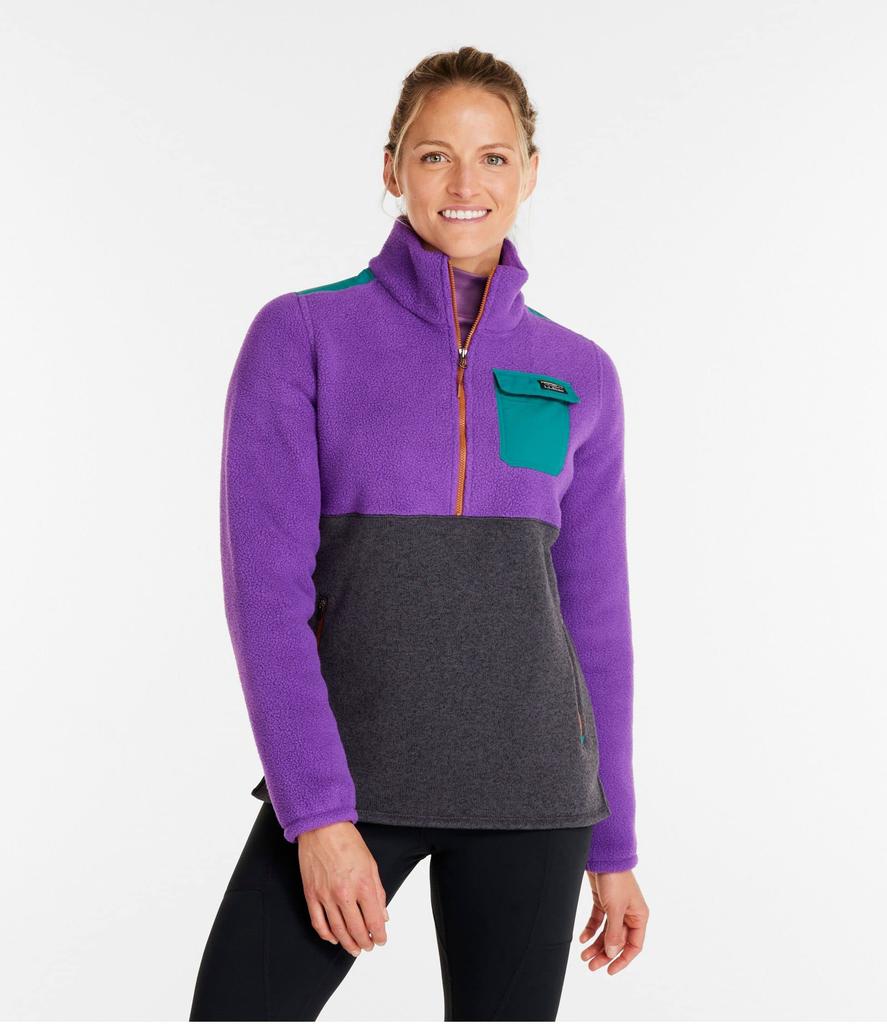 Fleece Sherpa Hybrid Pullover US Size Bright Gray 1000139136 L.L.Bean Women's Sweater, Fit, Petite, L, Purple/Charcoal Heather, Multicolor,