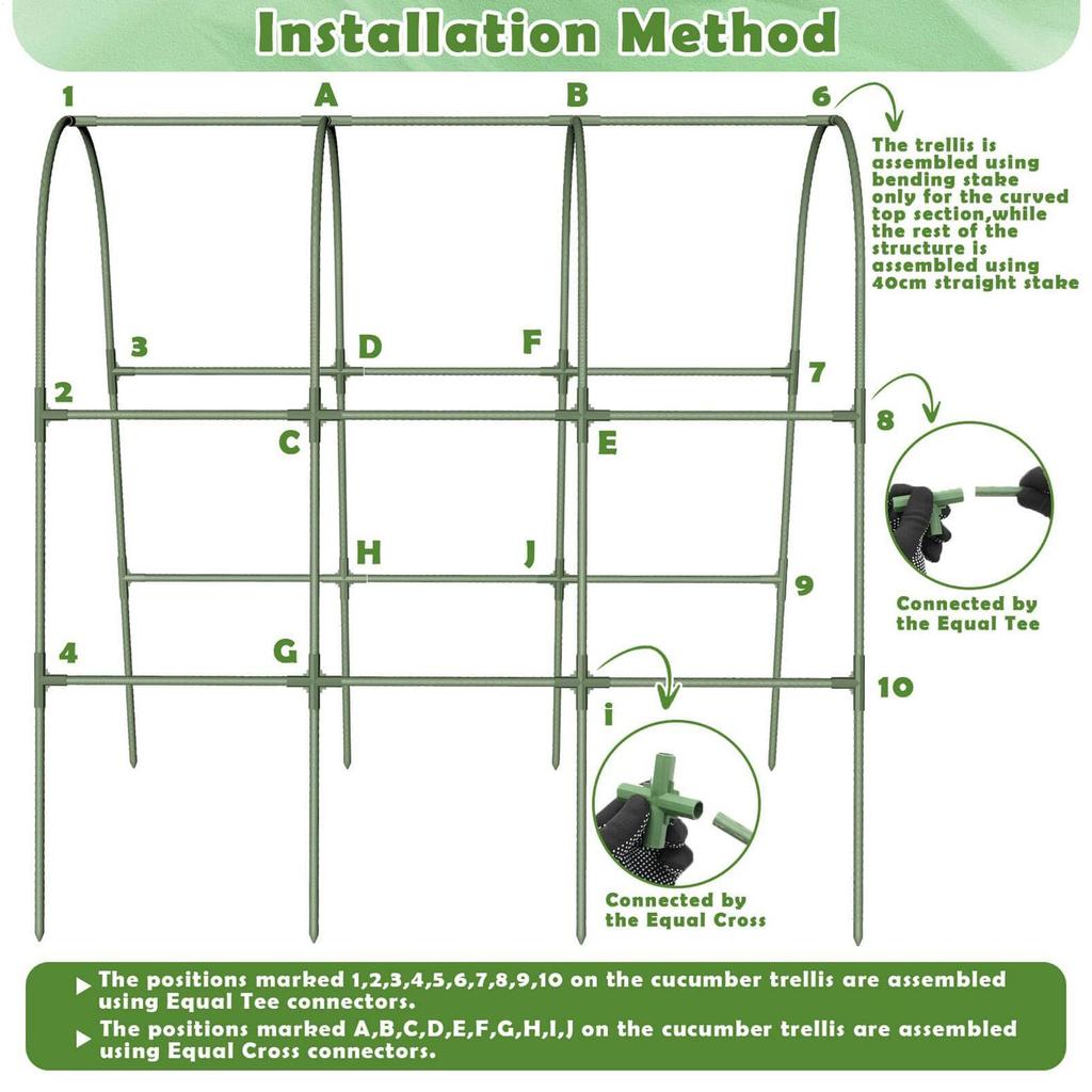 Cucumber Trellis Vegetable Trellis For Cucumbers U-Frame Rack Weather-Resistant Metal Supports For Climbing Plants Greenhouse