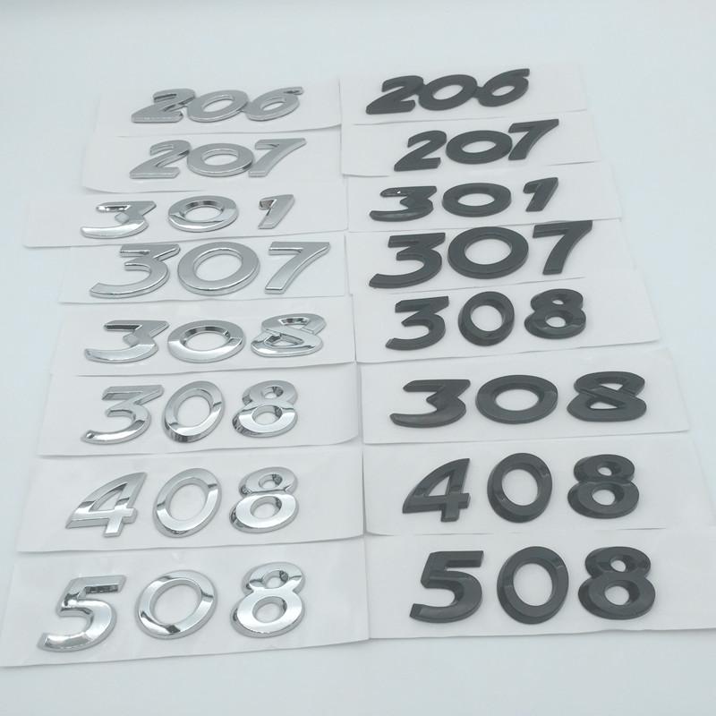 1pcs 3D ABS GT 206 207 208 301 307 308 408 508 car Letter Emblem Rear tail trunk Decals badge sticker Decal styling Accessories
