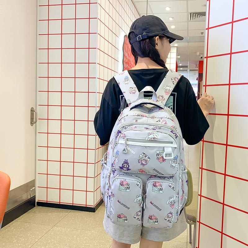 Cartoon Women's Backpack Large Capacity Graffiti Print Student Schoolbag