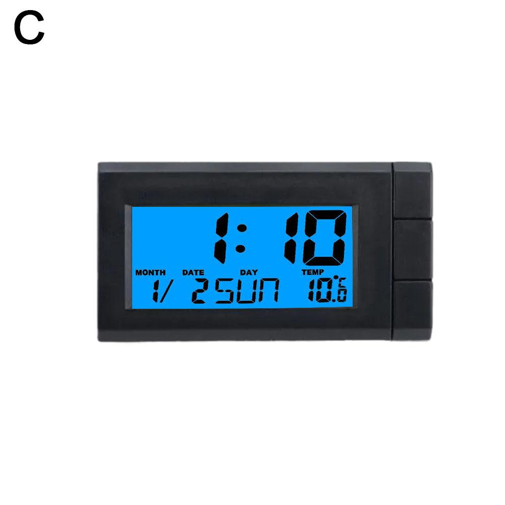 3 barvy Hodiny do auta Univerzální automobilové digitální hodiny 2 v 1 LCD displej Elektronická teplota Noctilucentní dekorace do auta