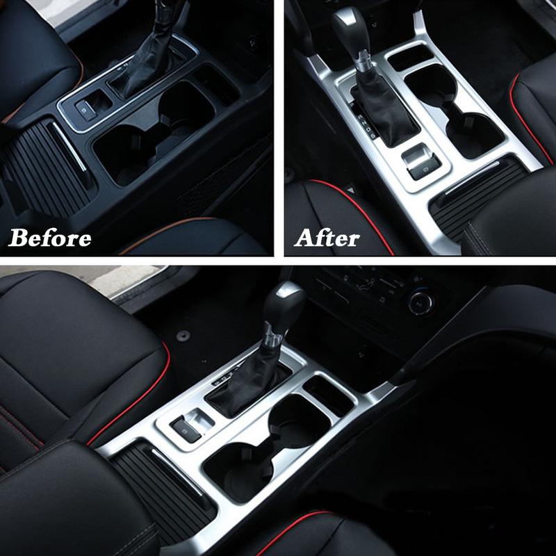 For Ford Kuga Escape 2013 2014 2015 2016 2017 2018   ABS Silver Handbrake Shift Stall Paddles Cup Switch Frame Trim Hood
