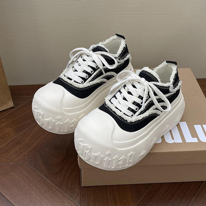 Big Head Muffin Thick Sole Little White Shoes Women's Spring Fashion Tire Sole Sports Casual Shoes Height Increase Bread Shoes Women