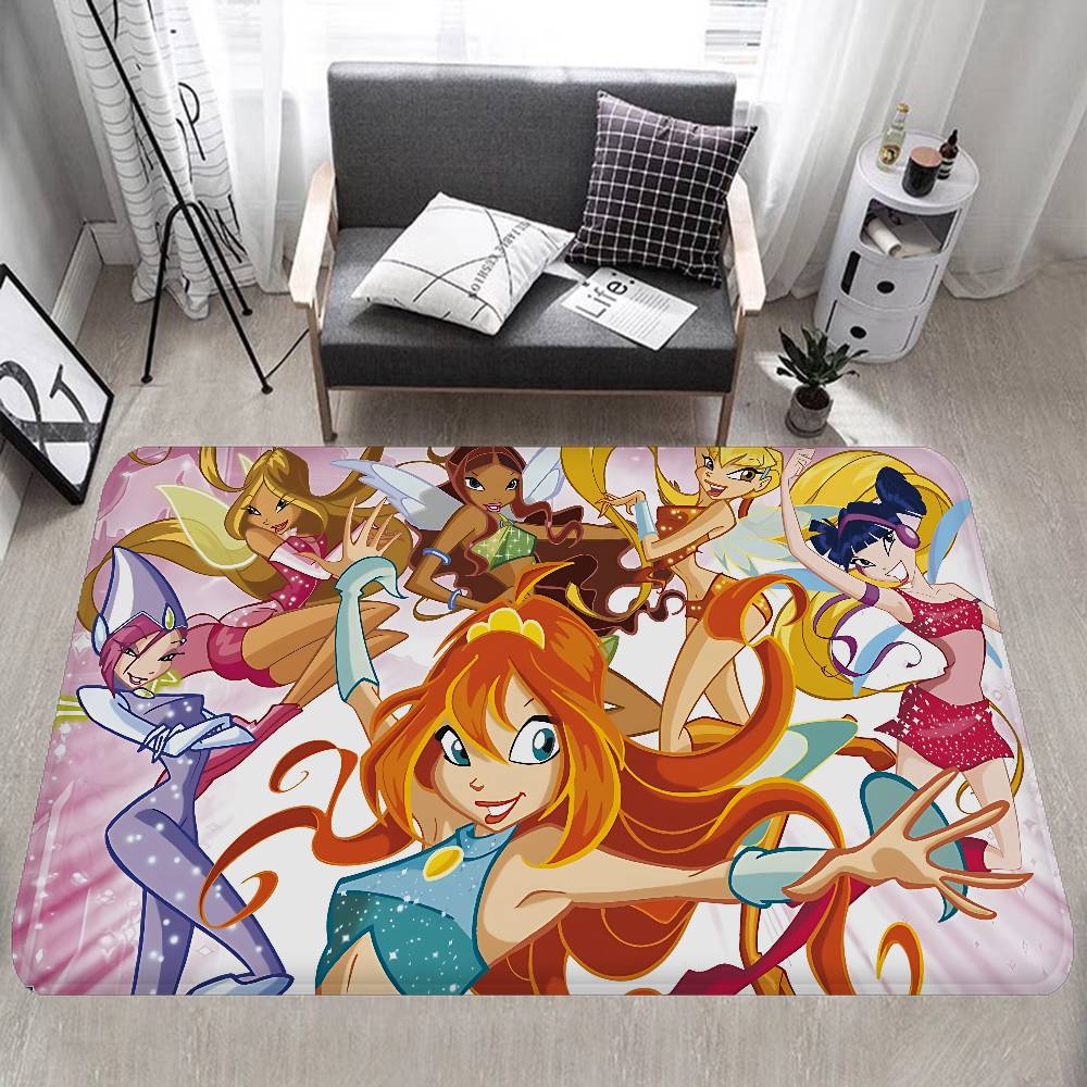 Girl-W-Winx Catoon Clubs Kitchen Mat Nordic Style Bedroom Living Room Doormat Home Balcony Anti-Slip Welcome Rug