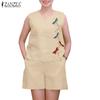 ZANZEA Women Sleeveless Tank Tops and Shorts Summer Two Piece Suit Sets