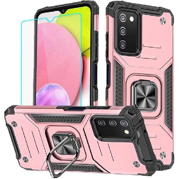 HNHYGETE Чехол для Samsung Galaxy A03s, Чехол для Samsung A03s, с HD Защитой экрана, 360° Военного уровня Вращающаяся подставка (Тяжелые условия) ударопрочный
