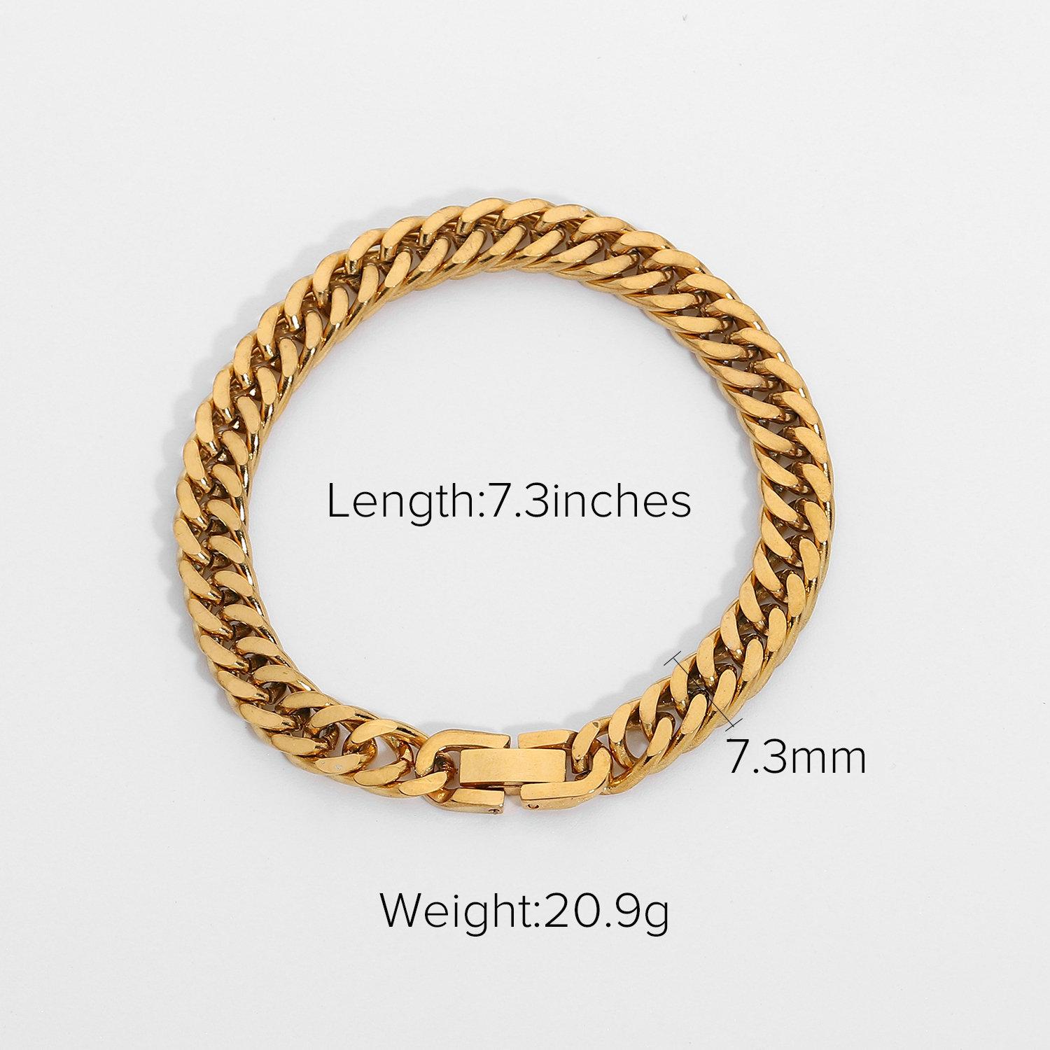 Aimgal Wholesale 7.3mm Miami Cuban Chain Bracelet 18K Gold-Plated 316L Stainless Steel Trendy Tarnish-Free Waterproof 7.3in(18.54cm) золотой