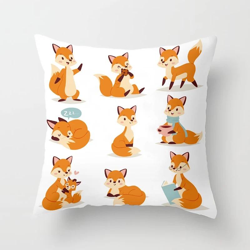 Cartoon Little Fox Decorative Pillowcase Car Ornaments Office Living Room Sofa Home Pillowcase