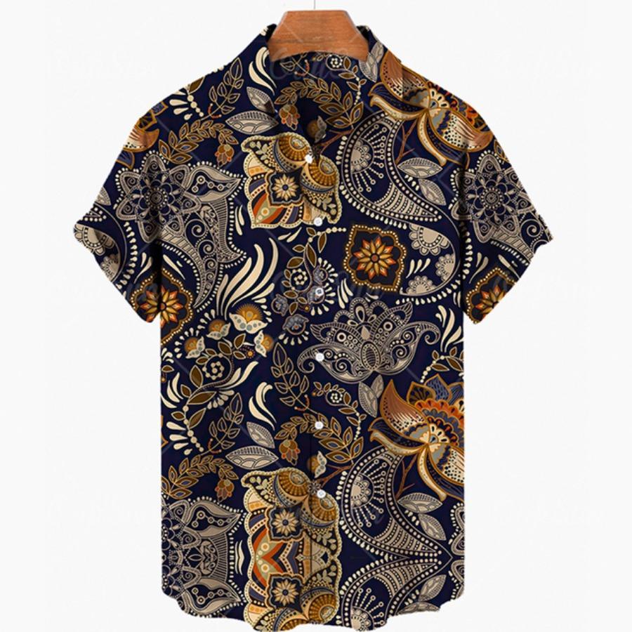 Short Sleeve Leopard Men's Shirts For Man Clothing Hawaiian Fashion 3D Print Thin Lapel Floral Casual Oversized Imported Camisa