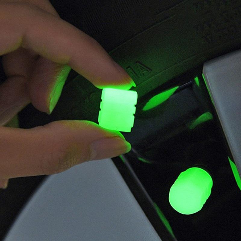 Lysende Ventilkapsler Fluorescerende Grønn Blå Natlysende Bil Motorsykkel Sykkel Hjulstyling Dekknav Universell Kapsel Dekor