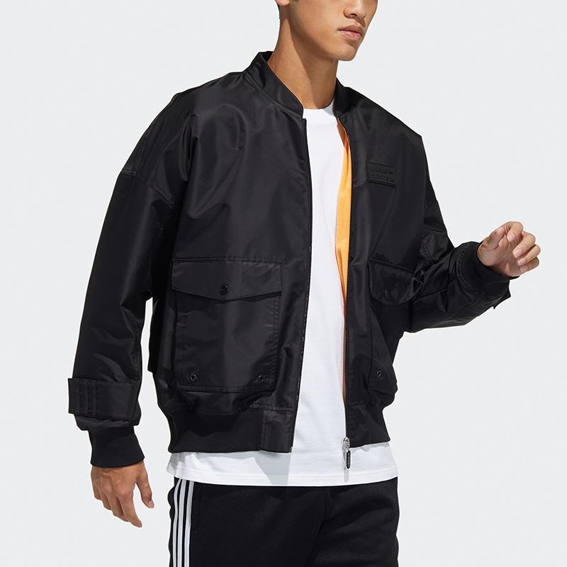 adidas originals Solid Color Multiple Pockets Casual Sports Jacket Black Men's H07081