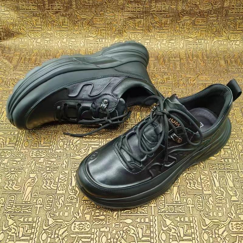 High-end leather autumn sports leather shoes men's cowhide round head trend fashion casual men's leather shoes