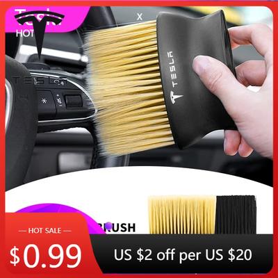 Car Sticker 2025 New Car Soft Brush Car Crevice Dust Removal Artifact Brush for Tesla Model 3 Y S X Roadster Cybertruck Ju