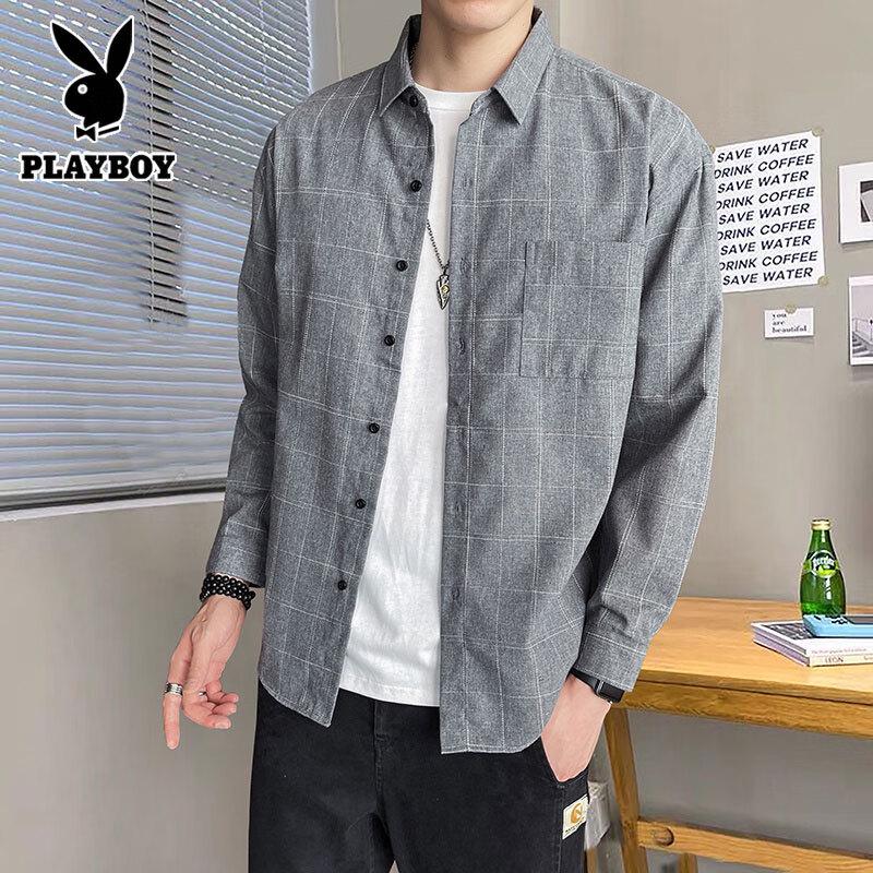 PLAYBOY Men s Casual Long Sleeve Shirt 4XL