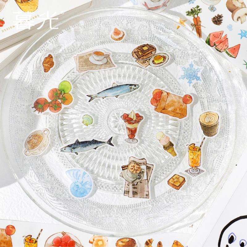 6*200cm 1roll Cute Pastry & Flower Plant Tape, Scenery-Making Stickers for DIY Journal Decoration